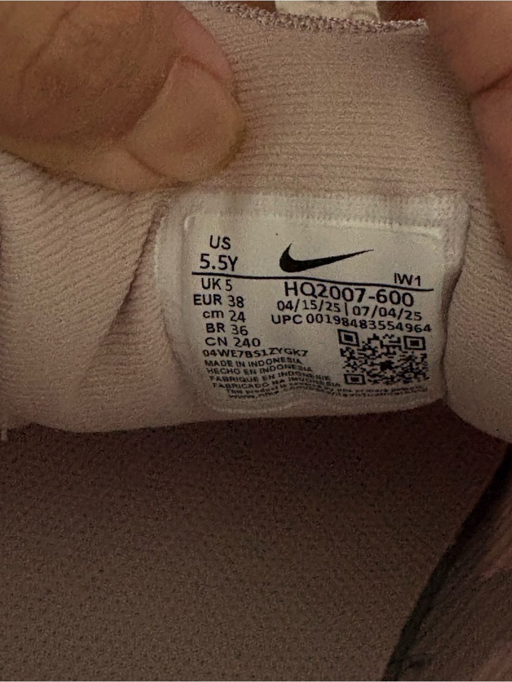 Nike Women's Pale Pink Athletic Sneakers with Hot Pink Swoosh - Picture 5 of 5